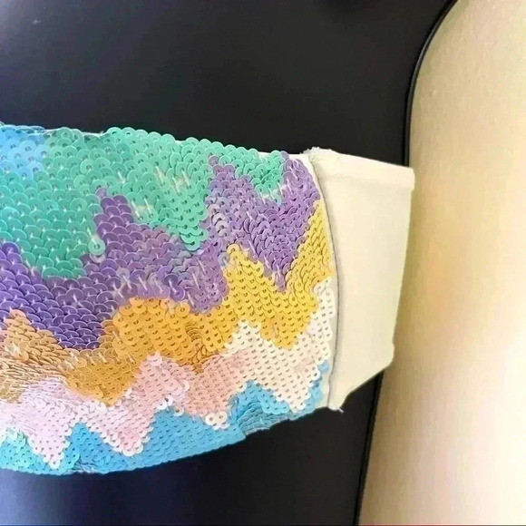 Victoria’s Secret Multicolored Pastel Embellish Tube Tie Back Bikini Top Size S - Picture 5 of 12